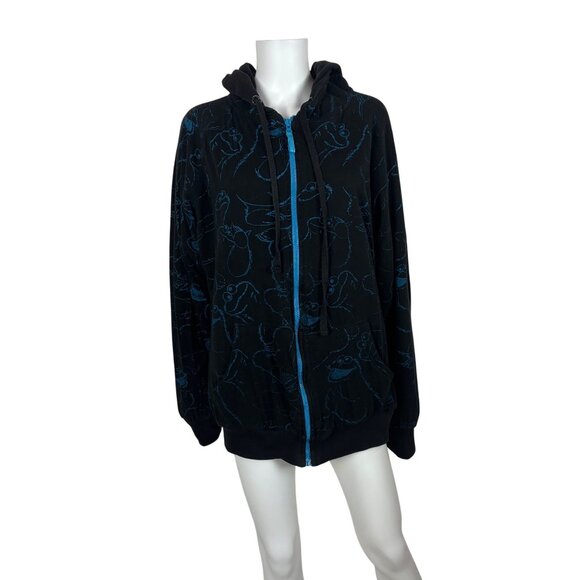 Sesame Street Cookie Monster Sweatshirt Reversible Black Blue Unisex XL Hoodie - Picture 8 of 11
